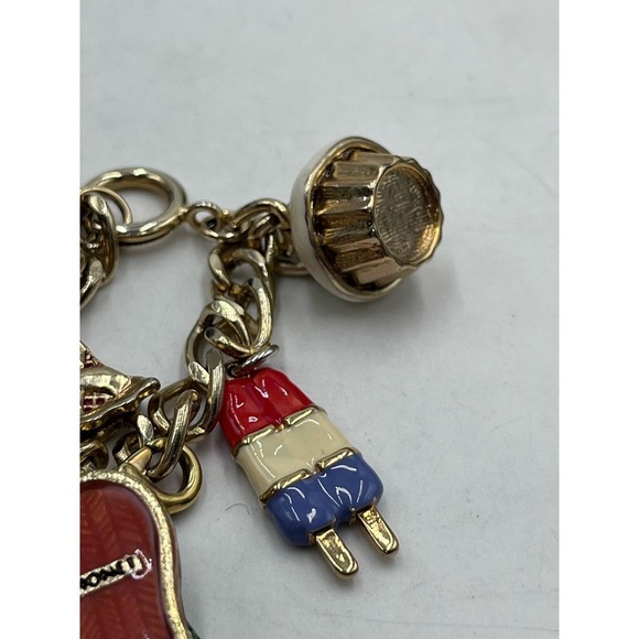 Monet Vintage Signed Gold‎ Tone Summertime Sweets Charms Bracelet - Picture 10 of 13
